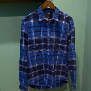 J. Crew Blue and Pink Plaid Button-Down Shirt